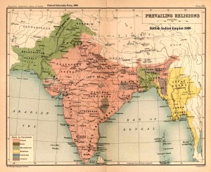 Religious demographics in British India, in 1909 (Click image for more detail)