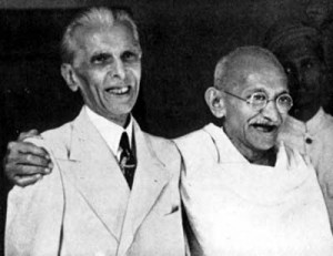 Muhammad Ali Jinnah, the father of modern Pakistan, and Mahatma Gandhi, Indian nationalist, in 1944