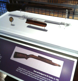 This is the stock for an M-1 carbine, produced during World War II, at a converted baseball bat factory in Louisville.