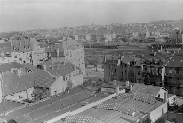 One of the recovered photos, with the Frankfurt train station in the background. Credit: Levi Bettweiser